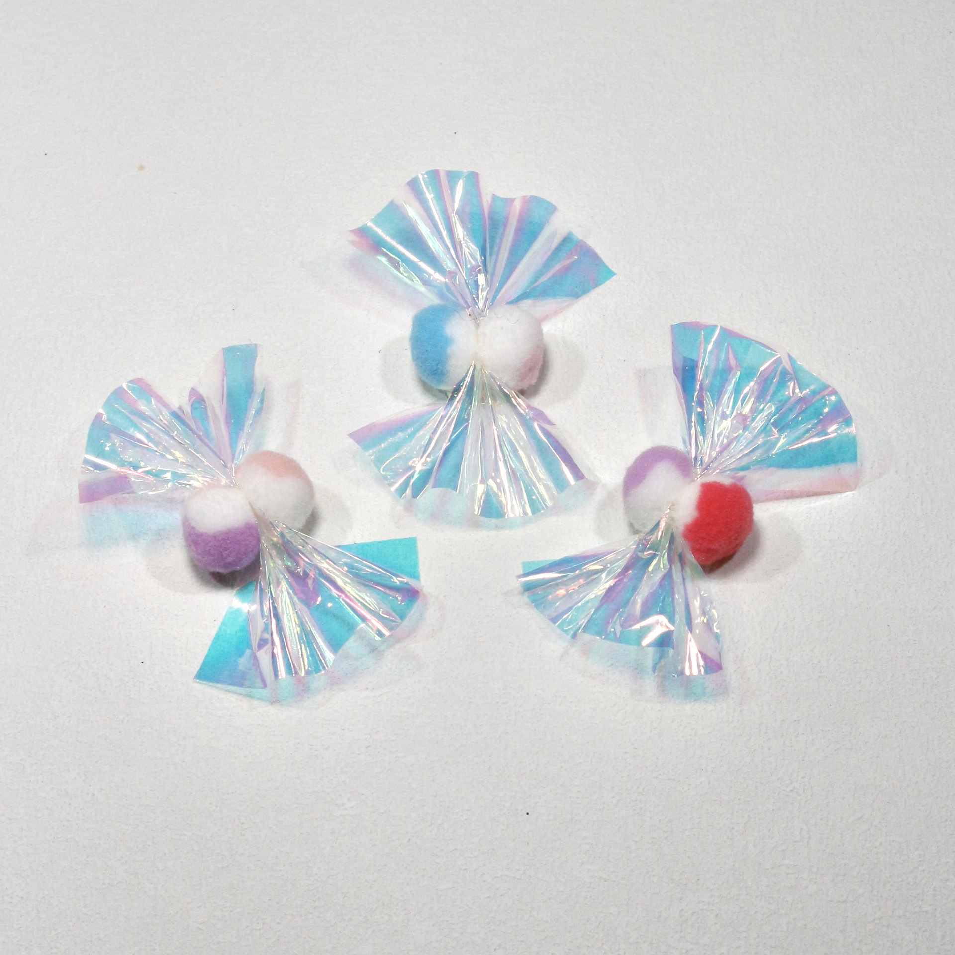 Shiny Butterfly Crinkle Cat Toy | Self-Play Bow with Colorful Pom-Pom