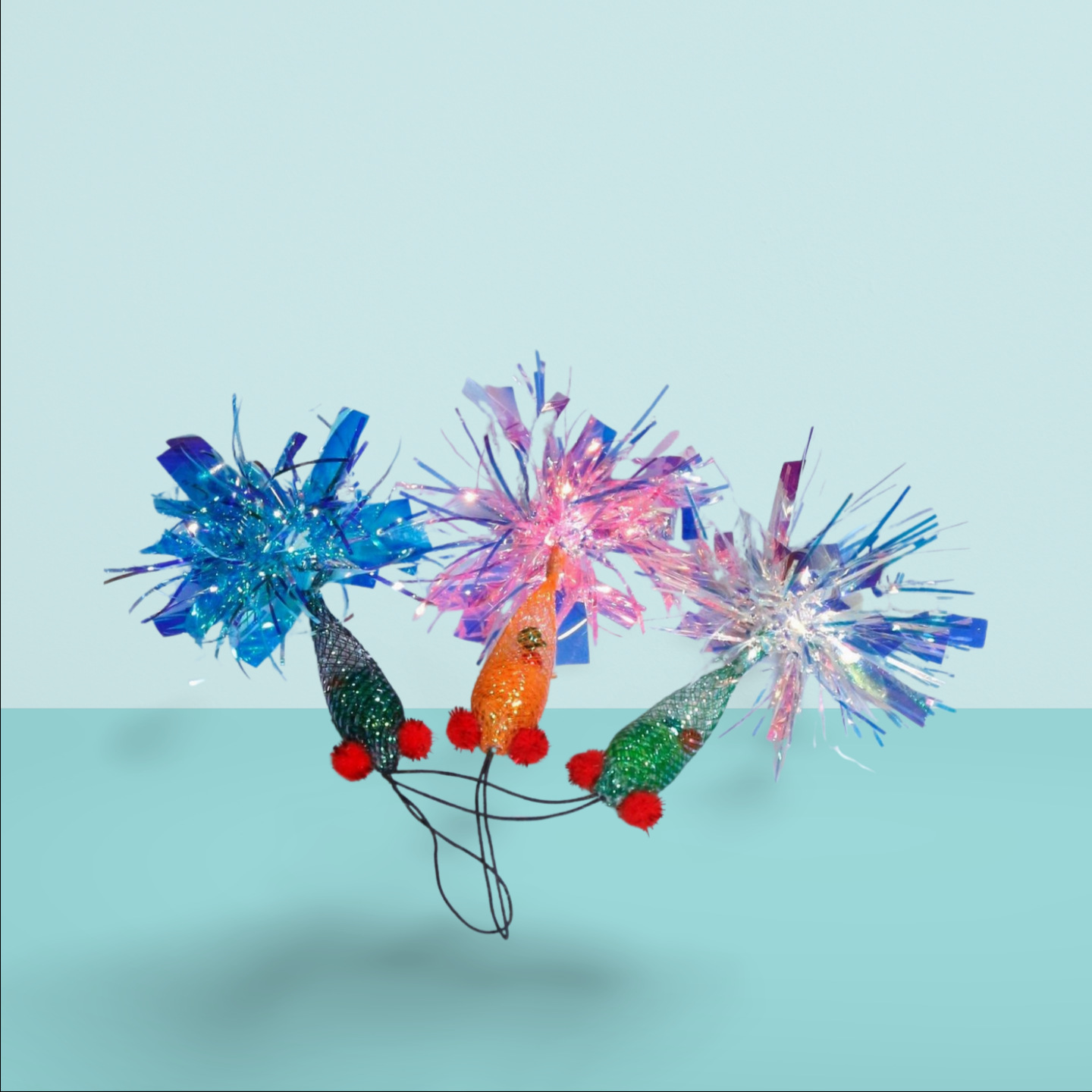 Shiny Goldfish Cat Toy Refill Head | Sparkling Tinsel Tail Teaser Attachment for Interactive Play