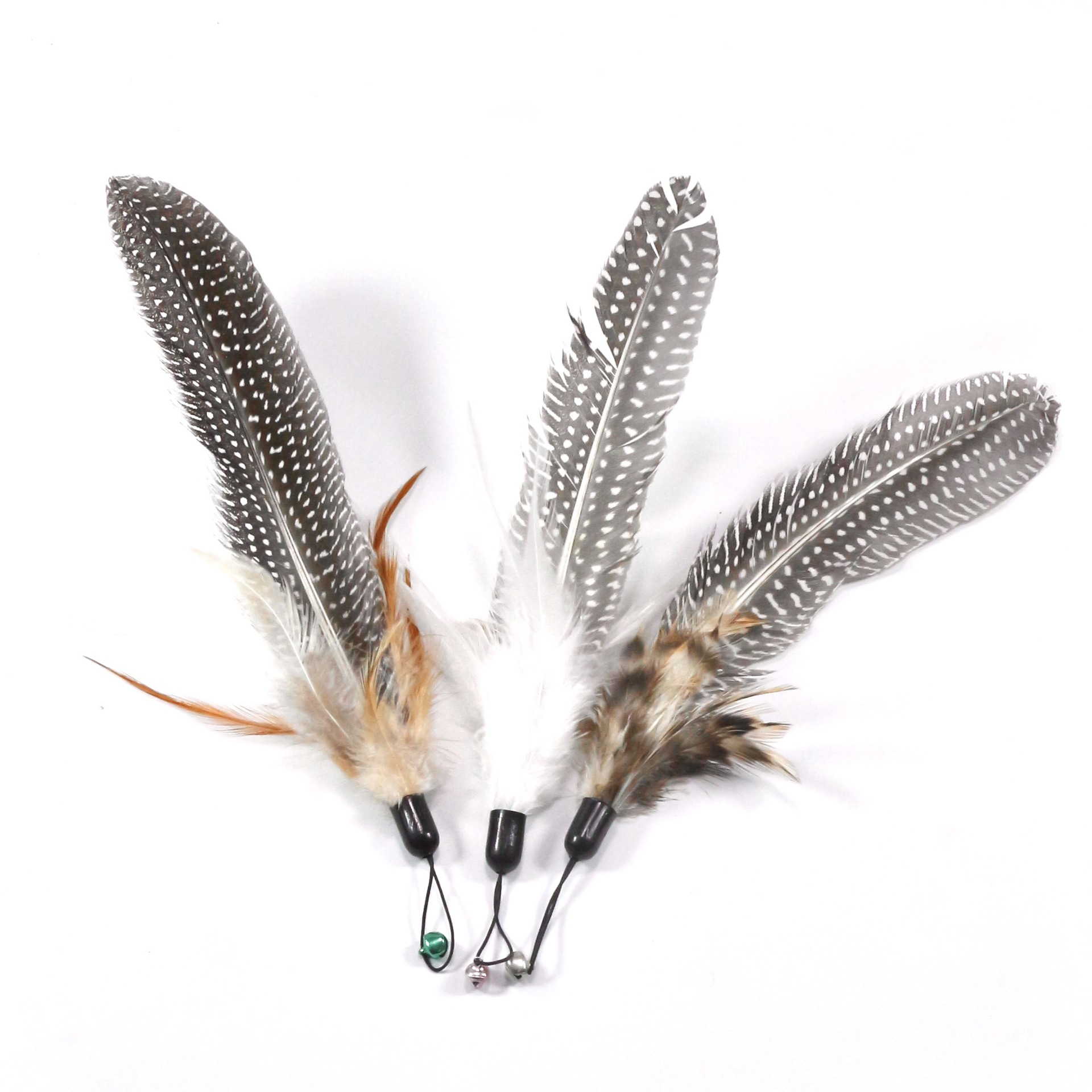 Natural Spotted Feather Refill for Cat Wand – Durable Replacement Teaser Head for Active Cats