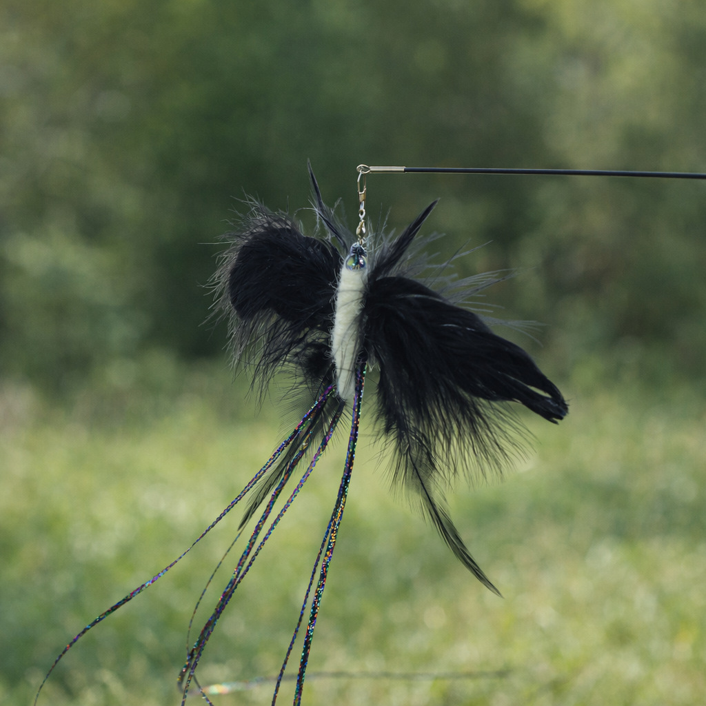 awawa Long-Tailed Moth Cat Wand Refill | Large Feather Moth Replacement Head