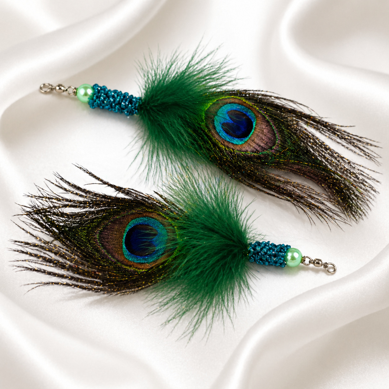 Peacock Feather Little Fly Cat Wand Replacement Head | Large Feather Cat Teaser Wand Refill