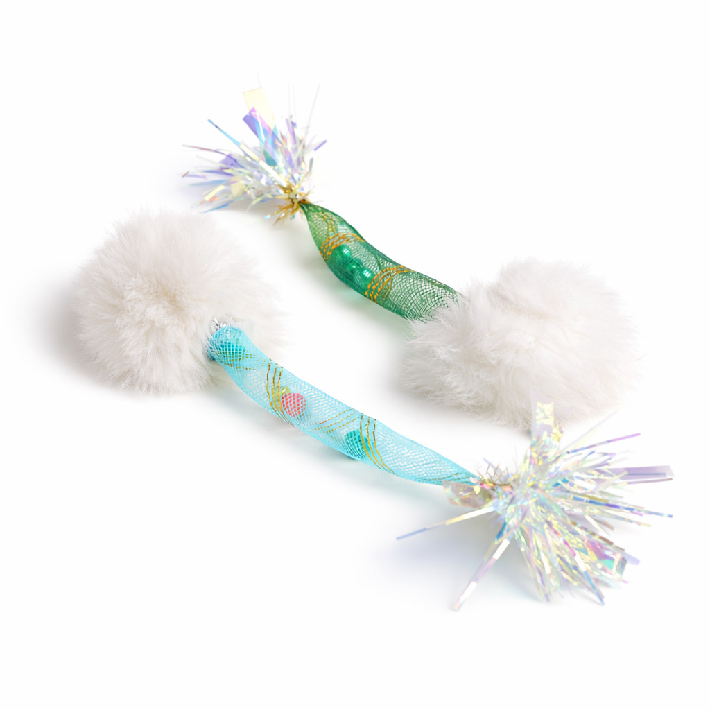 Mesh Tube Iridescent Tail Self-Play Cat Toy | Rabbit Fur Self-Play Cat Toy