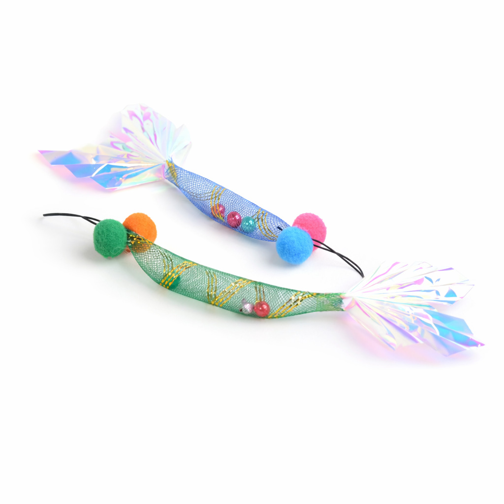 Big-Eyed Fish Cat Toy | Dual-Purpose Teaser Wand Replacement & Self-Play Cat Toy