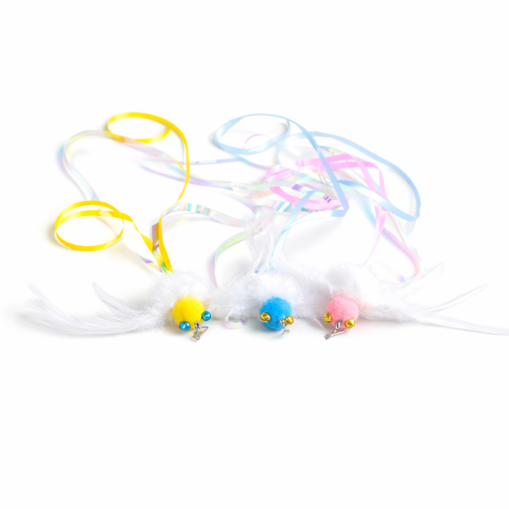 Iridescent Long Tail Fairy Cat Wand Replacement Head | Feather Glitter Teaser Wand Refill