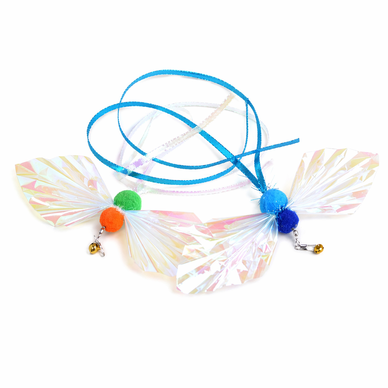 Iridescent Crinkle Bug Cat Wand Replacement Head | Ribbon Crinkle Shiny Cat Teaser Replacement
